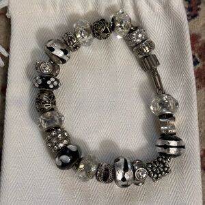 Black and Silver Vintage Charm Bracelet